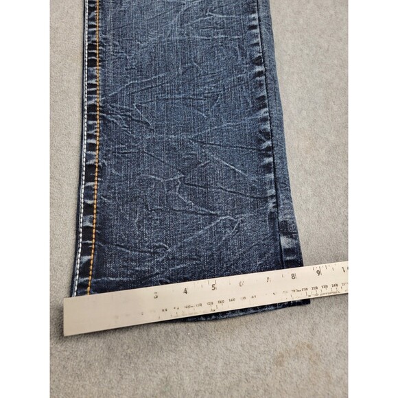 True Luck Jeans Mens 34x30 Boot Dark Blue Thick Stitch Mid Stretch Western NEW - Picture 5 of 16